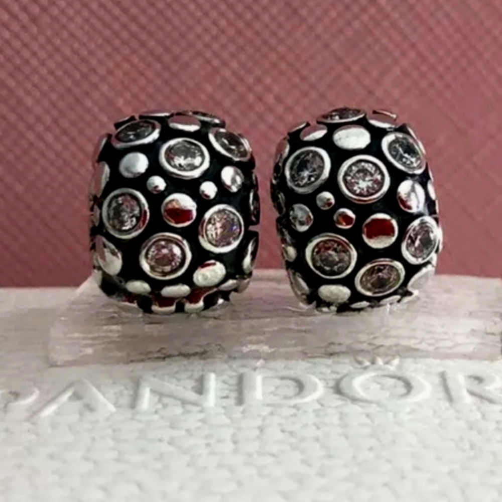 Pair of Pandora charms clips " Tourmaline Encore " #790593TCZ